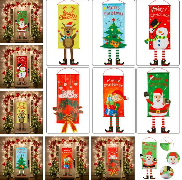

christmas hanging flag flax santa door banner merry christmas outdoor ornament christmas decorations for home xmas gift new year 115x40cm