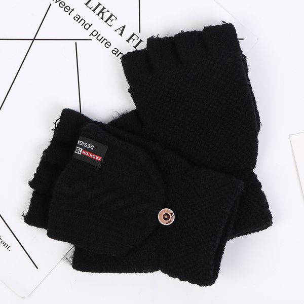 

half-finger men' flip dress imitation cashmere outdoor riding warm gloves, Blue;gray