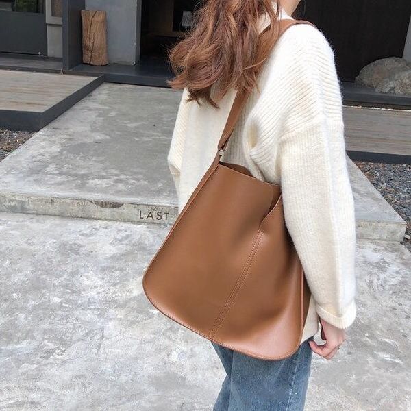 

casual women shoulder bags pu leather composite bags female handbag and purses brown big totes 2pcs bolsos ladies crossbody