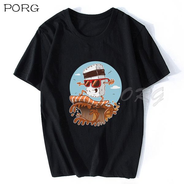 

new japanese style kawaii sushi print harajuku white black tees streetwear personality sport hooded sweatshirt hoodie men t shirt