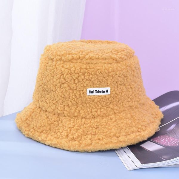 

beanie/skull caps 2021 autumn and winter lamb plush fisherman hat joker retro warm basin soft girl student playful bonnets bucket1, Blue;gray