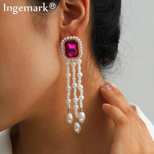 

ювелирные изделия нового кристалл pearl кисточка серьга женской длинная кисточка геометрической rhinestone кулон серьга падение женщины свад, Silver