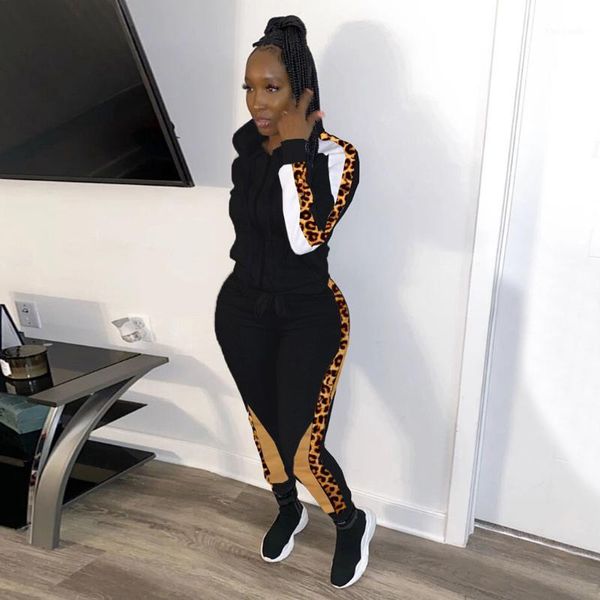 

2pcs womens tracksuits set ladies 2020 new brand autumn long sleeve casual o-neck hoodies +long pants plus size sportwear#y151, White;black