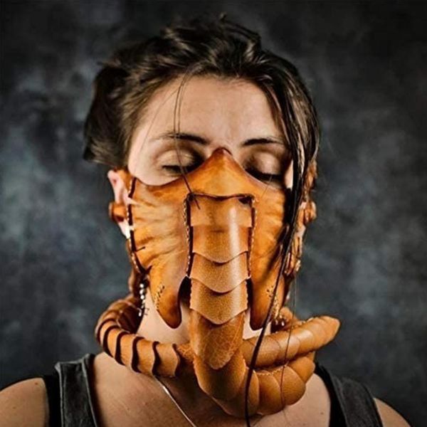 

halloween half face prop horror 2021 rubber facehugger scary scorpion mask 2021 new