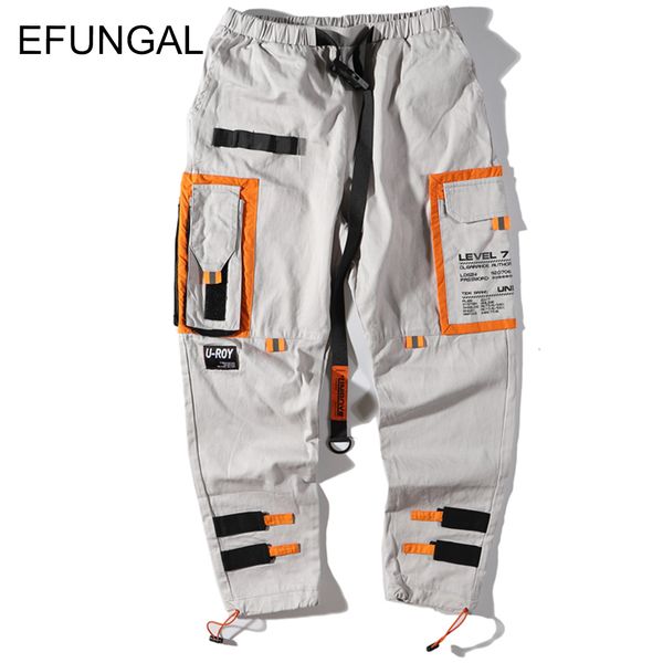 

efungal track pants man color block pockets full length hip hop pants fashion harajuku streetwear harem joggers casual trousers 201006, Black