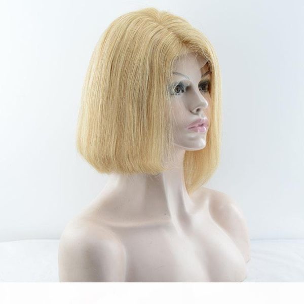 

blonde 27 human hair full lace wigs bob cut brazilian virgin hair front lace wigs for women, Black;brown
