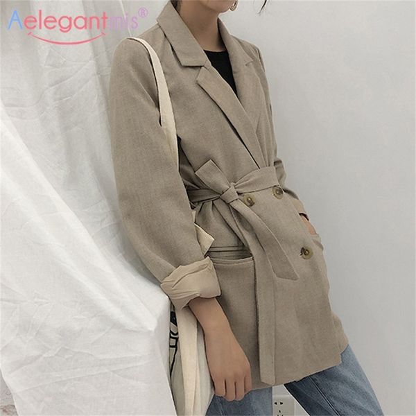 

aelegantmis chic casual double breasted women blazer jackets notched collar female outerwear elegant ladies coat spring autumn lj200815, White;black