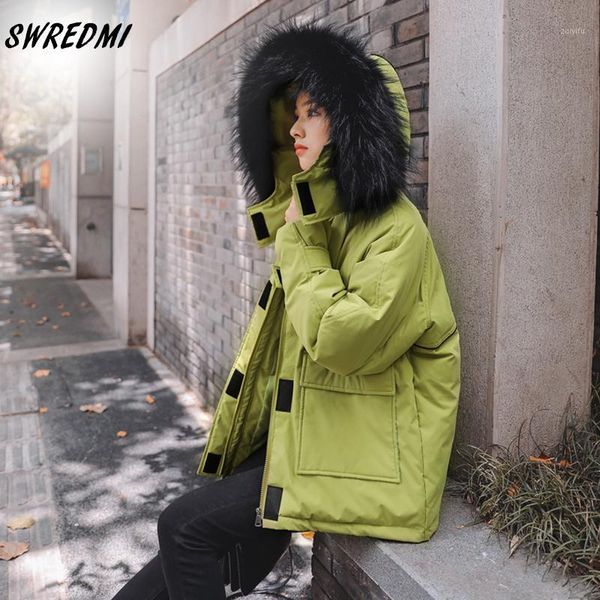 

swredmi 2019 winter women's warm jacket green down cotton paded jackets and coats hooded parka outwear safari style warm coats1, Black