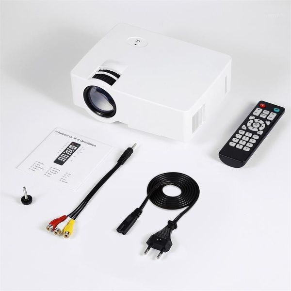 

e08s mini portable projector 200 lumen 800 x 480 full hd led video home cinema ir remote control wired same screen1