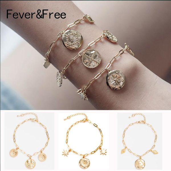

fever&europe and america 3pcs/set pendant bracelets charm gold bracelet bransoletki damskie jewelr valentine's day gift, Black
