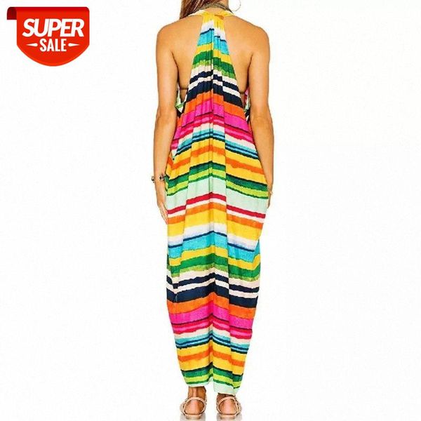 

2020 bikini cover up pareos beach cover up rayon striped long beach dress robe de plage swimwear tunic swimsuit coverups #q32 #rs7z, White;black