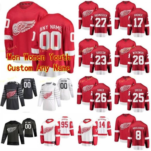 

detroit red wings jersey 18 lucas raymond bobby ryan jon merrill riley barber kyle criscuolo hockey jerseys custom stitched, Black;red