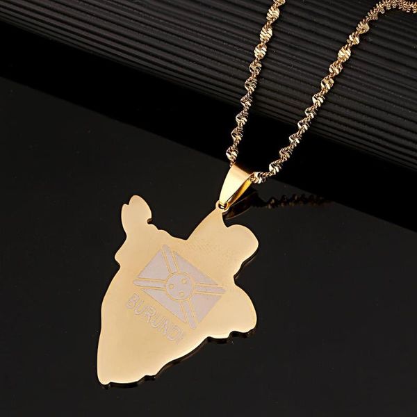 

pendant necklaces stainless steel burundi map necklace of burundians country maps chain jewellery, Silver