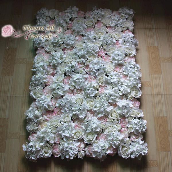 

new wedding decoration artificial white and pink side rose and white hydrangea flower wall for backdrop 10 pcs / lot