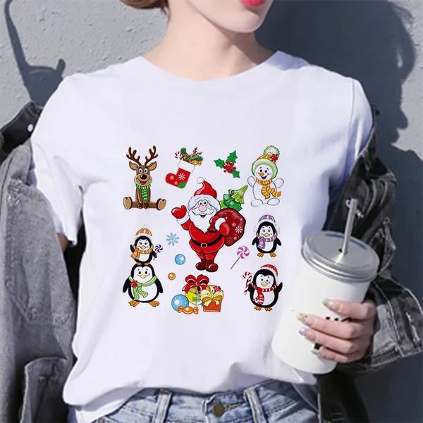 

new merry christmas t shirt women fashion graphic cute tee kawaii harajuku short sleeve t-shirt female hipster camiseta mujer, White