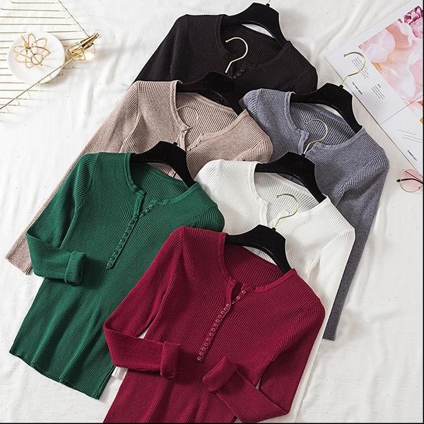 

women pullover sweater 2021 v neck single breasted slim soft knit winter women knitted sweater knitwear jumper sweaters, White;black