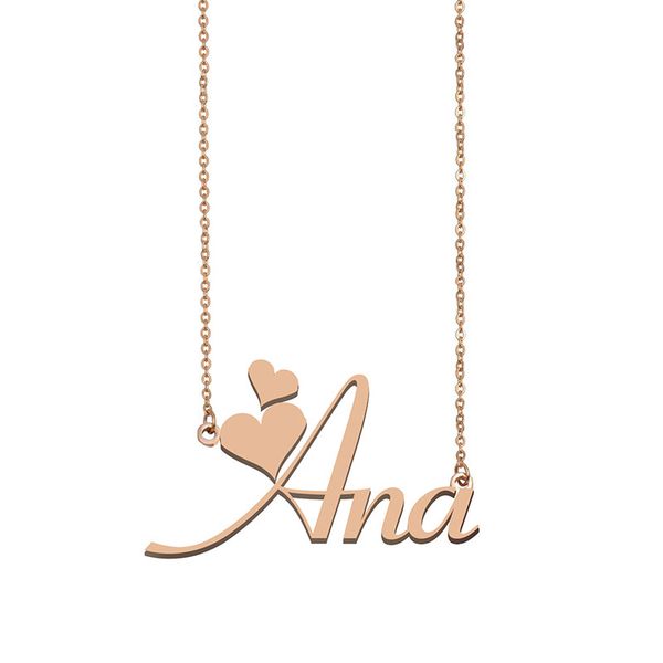 

Ana Custom Name Necklace Personalized Pendant for Men Boys Birthday Gift Best Friends Jewelry 18k Gold Plated Stainless Steel, Silver