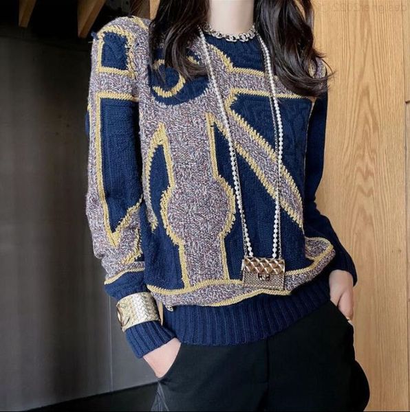 

high-end fall fashion women's sweater designer's luxury c-letter patchwork knit is soft and comfortable with high quality, White;black