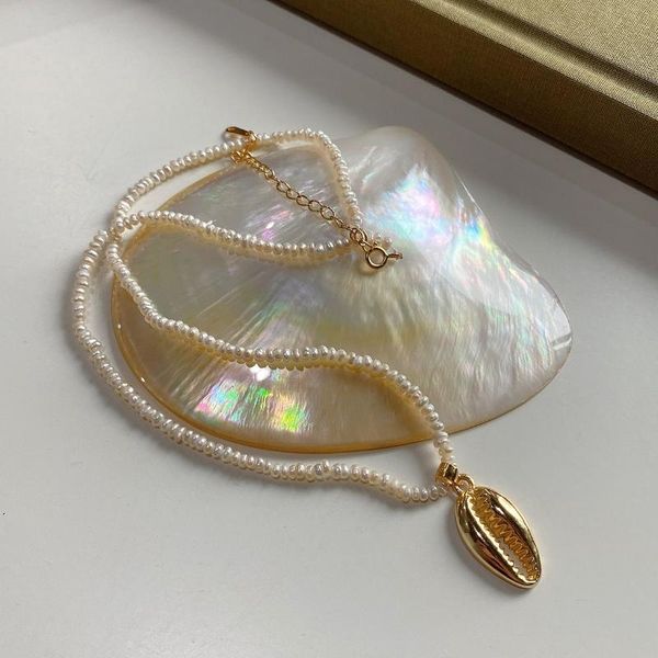 

pendant necklaces 925 silver vintage freshwater pearl necklace heart/shell gold for women elegant fine jewelry 2021