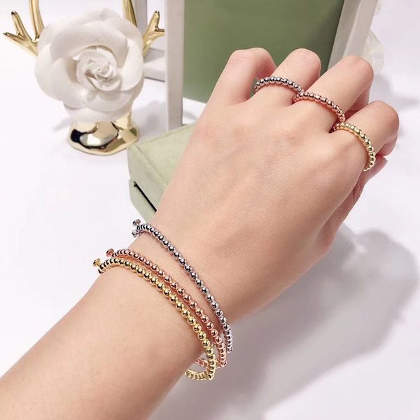 

2019 fashion classic brand bangle rose gold silver fine polishing beads bracelet for women wedding party jewelry, Black