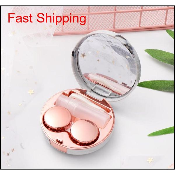 

fashion marble stripe contact lens case mini travel glasses lenses box portable eyes care k qylote mj_fashion, Silver