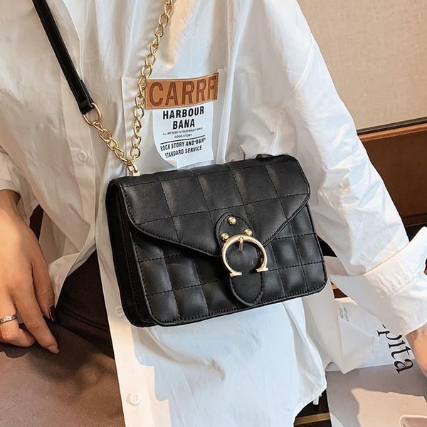 

cross body small square plaid crossbody bags for women 2021 quality pu leather messenger bag female quilted chain shoulder