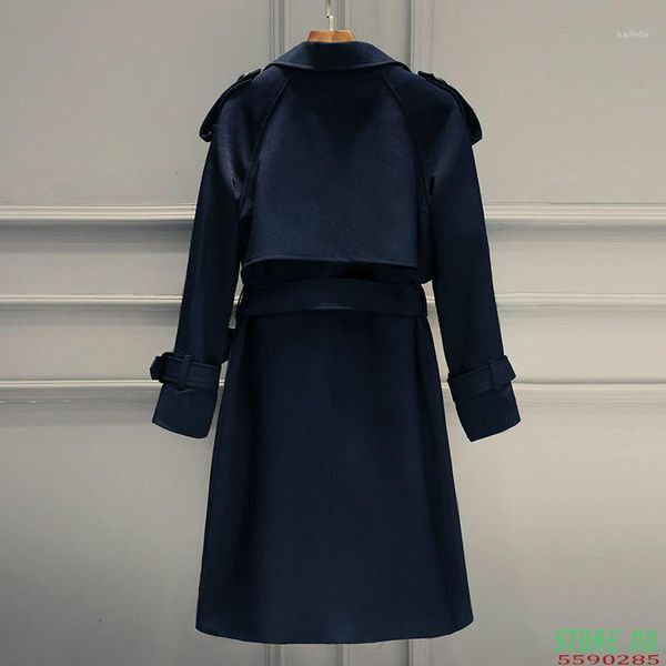 

2020 autumn casual trench coat for women plus size breasted europe long double windbreaker outerwear coats1, Tan;black