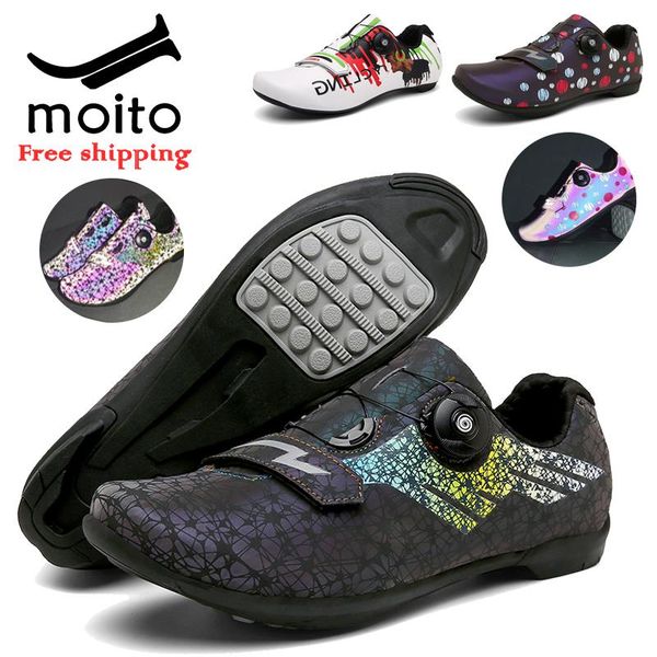 

new cycling shoes sapatilha ciclismo mtb men sneakers women nanomaterials bike shoes self-locking bicycle night reflection, Black