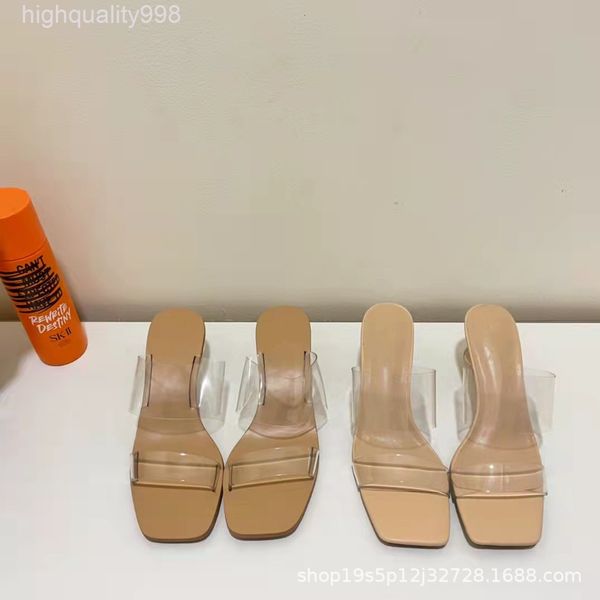 

dress shoes early spring versatile medium heel sandals glass glue transparent pvc crystal ball and summer, Black