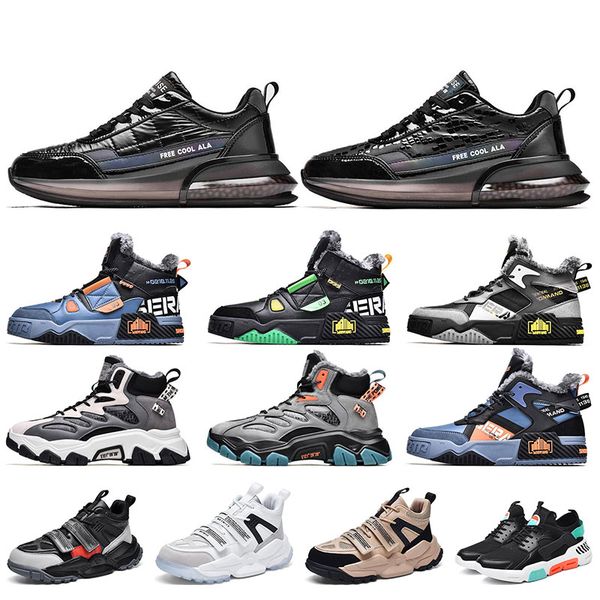 

2021 newsale mens outdoor running shoes fashion breathable round-toe thick-soled old shoes black blue green velvet keep warm sports trainers, White;red