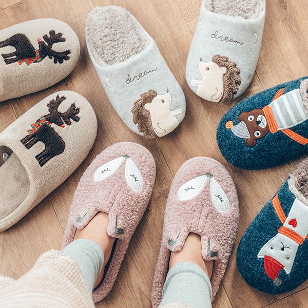 

2020 winter furry warm home slippers women animal prints faux fur memory insole female flat plush men&women indoor floor shoes y200706, Black