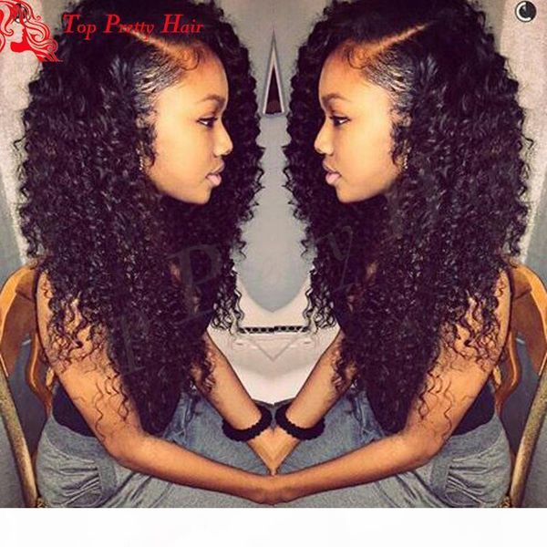 

afro kinky curly human hair wigs for african women glueless virgin brazilian hair full lace front afro kinky curly wig baby hairs, Black;brown