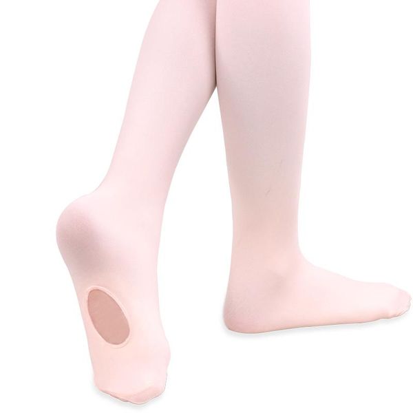 

new arrival professional kids children girls soft microfiber convertible ballet dance tights, Black;red