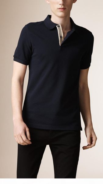 

summer men london brit polo shirt england cotton casual polos horse embroidery plaid collar short sleeve solid shirts black white, White;black