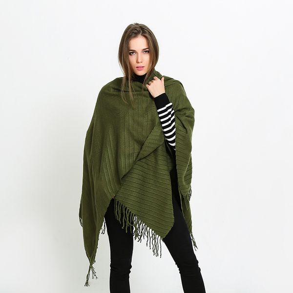 

autumn and winter shawl imitation cashmere solid texture scarf women's warm cape dual purpose batch, Blue;gray