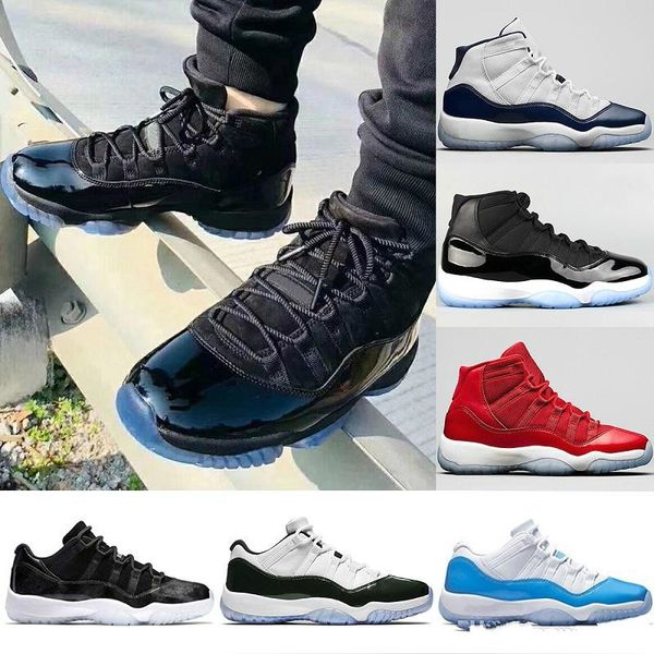 

2020 mens prom night 11 11s iridescent basketball shoes unc gym red space jam 45 concord bred sport sneakers size 5.5-13