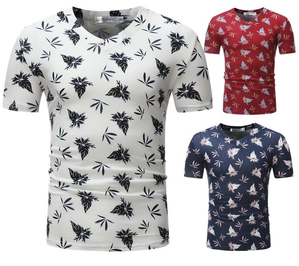 

new summer style v-neck classic pattern short sleeve men's casual t-shirt, White;black