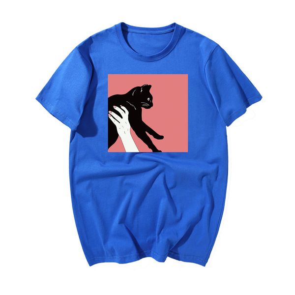 

casual design hip hop anime tshirt hold cat with hands fashion cat pattern printing harajuku hooded sweatshirt hoodie men t shirt