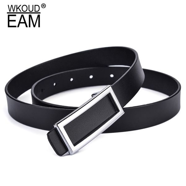 

wkoud eam 2020 new smooth buckle genuine leather belt for women casual wild female waistband jeans corset belt lady tide pf200 t200427, Black;brown