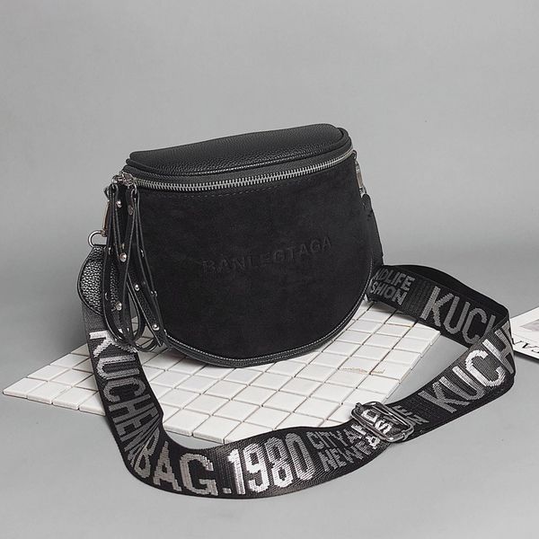 

hbp non-brand chaochaohuo bag women's new frosted wide shoulder strap messenger bag versatile single shoulder bag sport.0018