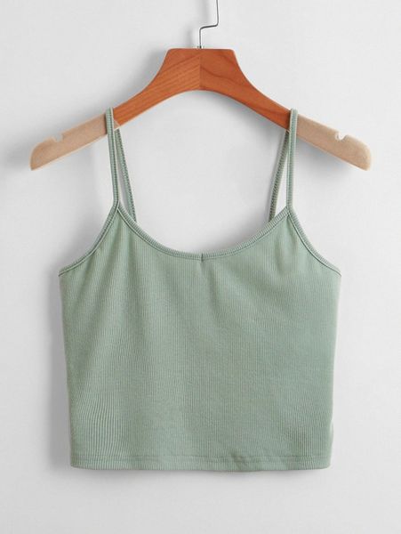 

rib knit crop cami o28h#, White