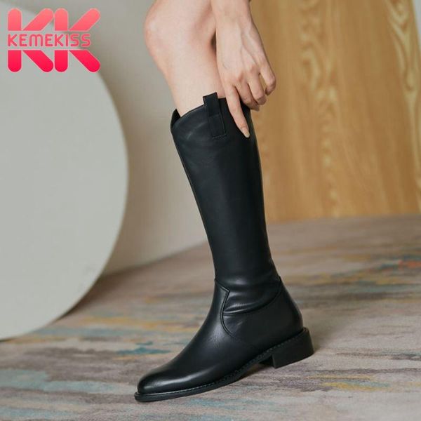 

kemekiss new women long boots falt heel zipper women knee high boots fahsion cool winter shoes woman footwear size 34-43, Black