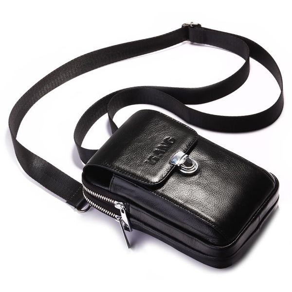 

new genuine leather men's belt bags fanny pack small shoulder messenger bag multi-function mobile phone pouch mini