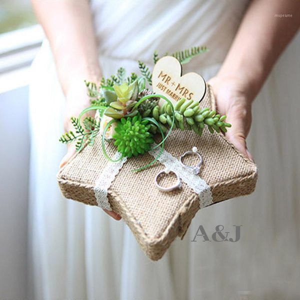

party favor 1pcs lot creative personalized rustic ring holder bearer engagement anniversary decoration wedding proposal pillow1