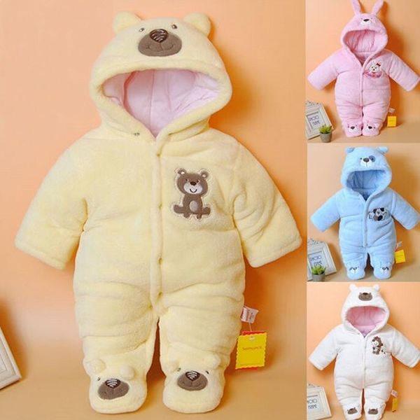 

newborn rompers cartoon hooded winter clothing thick cotton girls outfits baby boys jumpsuit infant clothes t200706, Blue