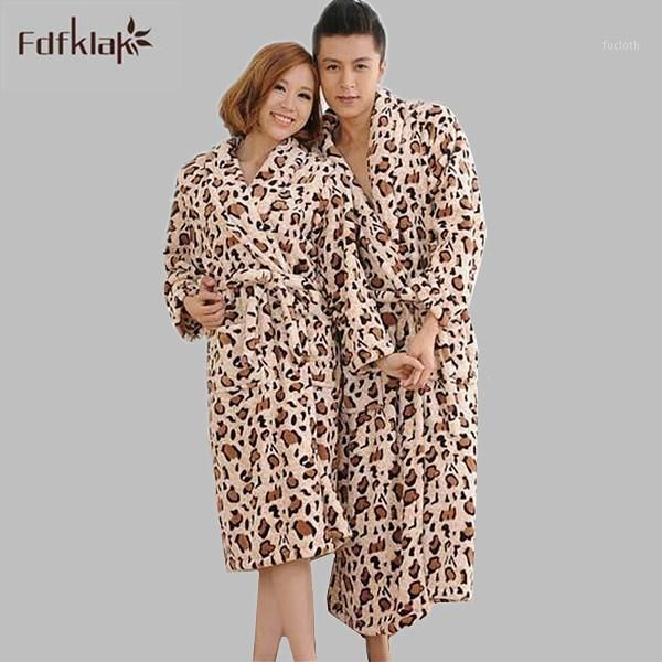 

fashion new couples flannel robes plus size leopard long bathrobes female long sleeve lounge robe women gowns robes a7741, Black;red