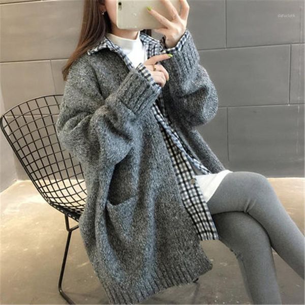 

2020 new spring women's clothing wool clothes knitted cardigan loose jacket autumn winter sweaters coats jackets m5931, White