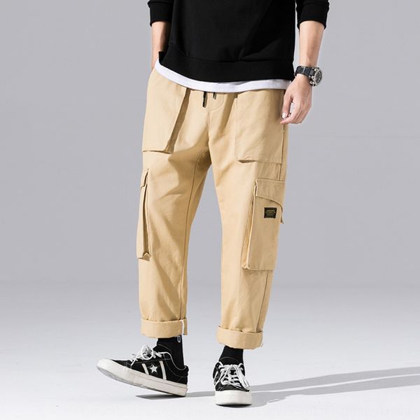 

nan xia disguised fall overalls pants casual pants2019 thickened straight casual pants men's fashion brand ins multi pocket overalls me, Blue