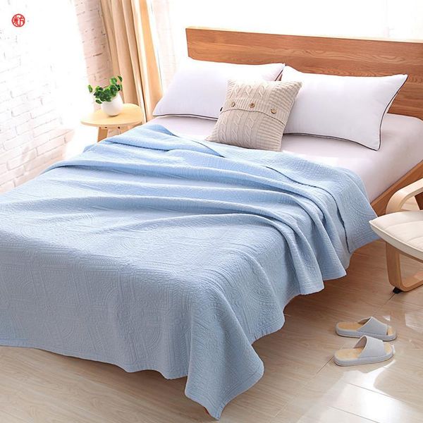 

blue manual quilting patchwork beige pink blanket 100%cotton bedding bed cover air-conditioning comforter bedspread 200*230cm