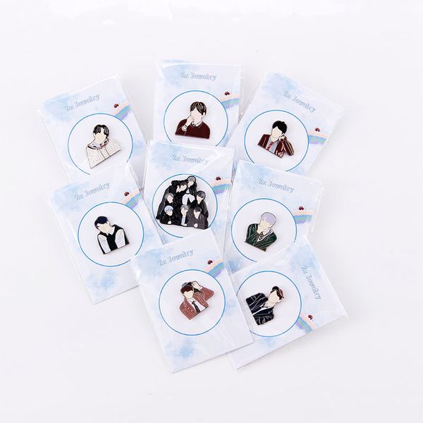 

kpop brooch jk v suga rm j-hope jimin jin pins badge new album metal badges accessories gift for fans character brooches 201009, Gray